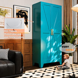 Boegica 71" Tall Metal Farmhouse Kitchen Pantry,Barn Doors Pantry Cabinet with Adjustable Shelves,Farmhouse Storage Cabinet,Modern Cupboard for Kitchen,Dining Room,Living Room,Bathroom,Blue Boegica