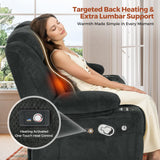 ABCASA 3 Seater Recliner Sofa, Manual Reclining Couch with Flip Middle Backrest, Phone Holder, Side Pocket, Drawer, Power Outlet, Reclining Sleeper for Living Room, Home Theater & RV (Textile - Gray) ABCASA