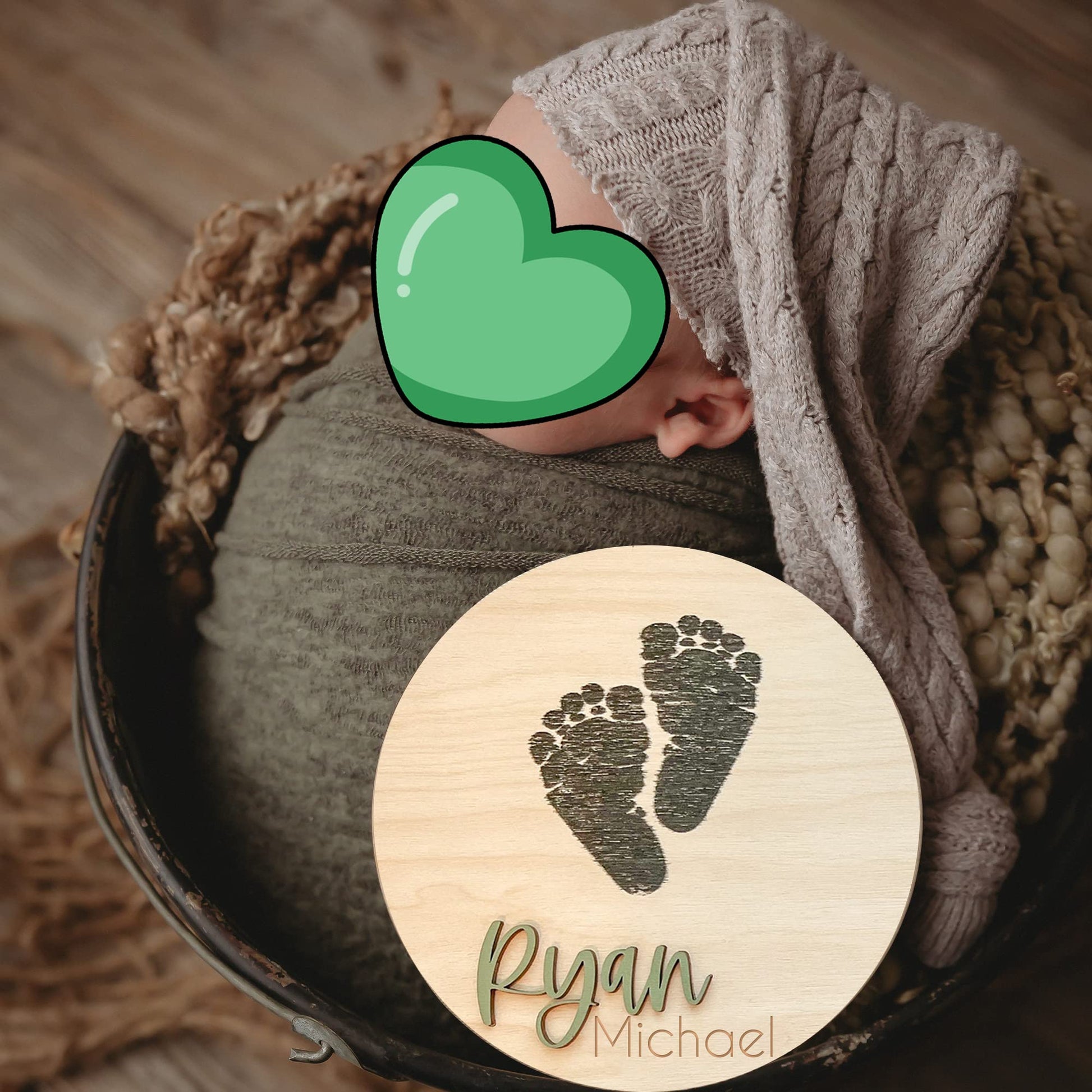 NAZENTI Personalized Wooden Baby Name Announcement Signs, Custom Baby Name Sign, Birth Announcement And Footprint Sign For Hospital, Baby Girl Or Boy, Welcome Signs, Baby Arrival Signs (#Desi - WoodArtSupply