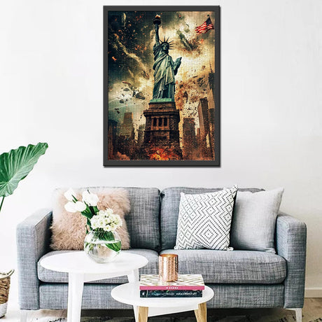 American Statue of Liberty Jigsaw Puzzles for Adults 1000 Pieces, Blast War United States Flag Art Jigsaw Puzzle DIY Craft Puzzles for Home Decoration Gifts, Family Puzzle Perfect for Game Nights Tucocoo