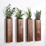 4 Pack Wood Indoor Wall Planter, Modern Wall Decor for Living Room Bedroom, Farmhouse Pocket Wall Vases for Dried Flowers and Faux Greenery Plants - Brown BOTOP
