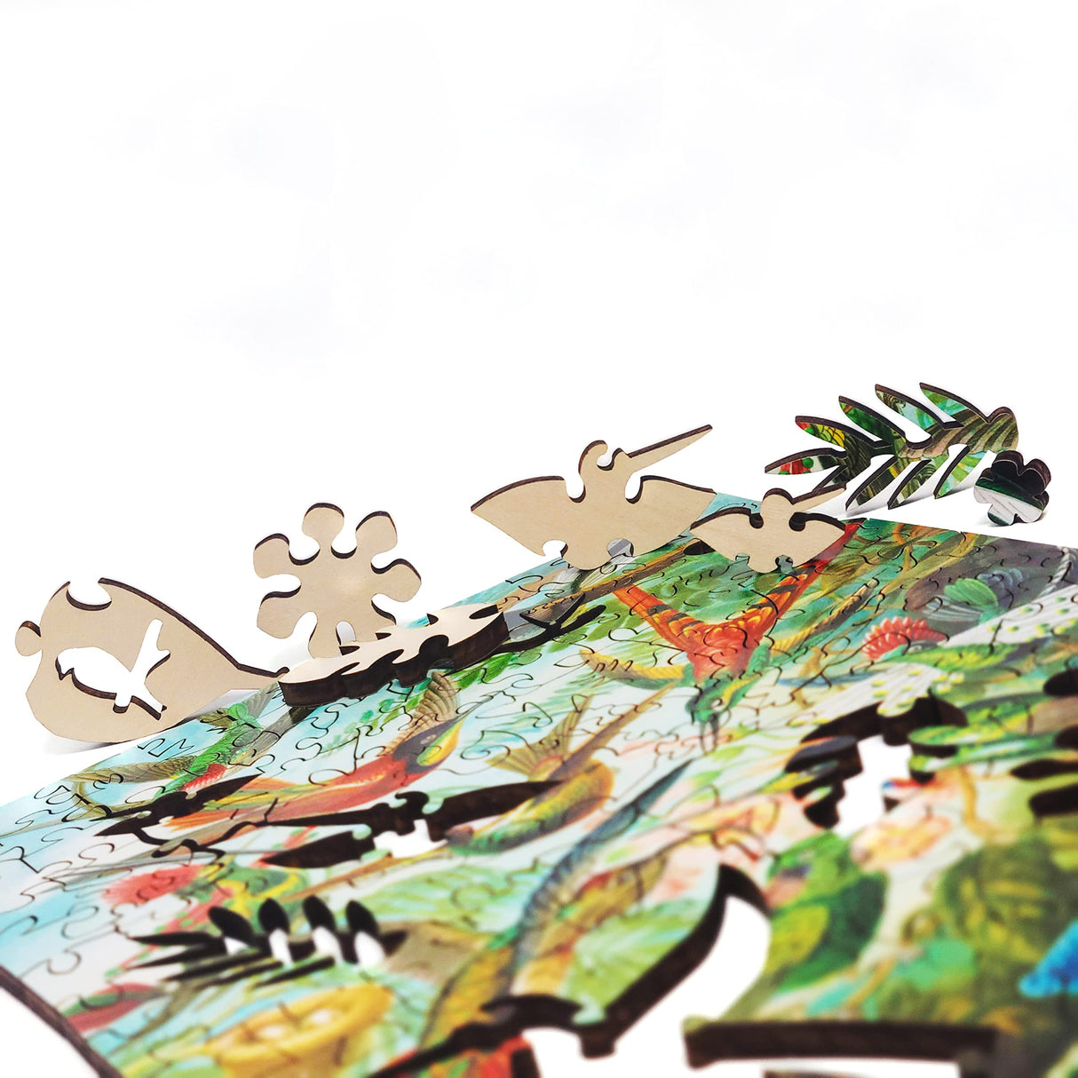 Wooden Jigsaw Puzzle for Adults - Uniquely Shaped Pieces - Made in The USA by FoxSmartBox - 145 Pieces - Hummingbirds FoxSmartBox