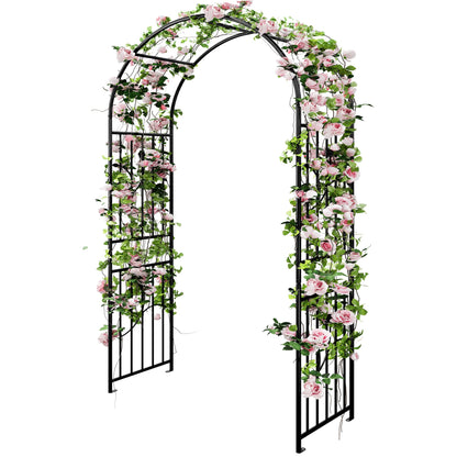 YITAHOME Garden Arch Trellis, Metal Garden Arbor for Climbing Plants Outdoor, Wedding Arches for Ceremony, Black Garden Archway for Lawn, Patio and Backyard