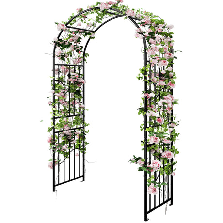 YITAHOME Garden Arch Trellis, Metal Garden Arbor for Climbing Plants Outdoor, Wedding Arches for Ceremony, Black Garden Archway for Lawn, Patio and Backyard YITAHOME
