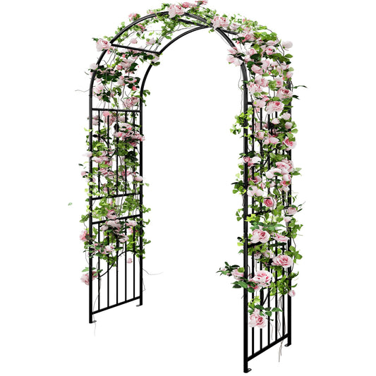 YITAHOME Garden Arch Trellis, Metal Garden Arbor for Climbing Plants Outdoor, Wedding Arches for Ceremony, Black Garden Archway for Lawn, Patio and Backyard