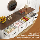 chartustriable Farmhouse 10 Drawer Dresser for Bedroom, 63” Wood Chest of Drawers with Rustic Handles, Wide Closet Dressers Organizer, Living Room, Hallway, Bedroom Furniture, Antique White chartustriable