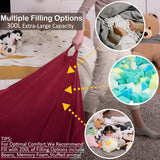 Nobildonna 3 ft Bean Bag Chair Cover (No Filler) 35"×43" Large Stuffed Animal Storage Bean Bag Washable Big Beanbag Chair Cover Premium Corduroy Bean Bag Cover for Adults,Kids,Wine Red 300L Nobildonna