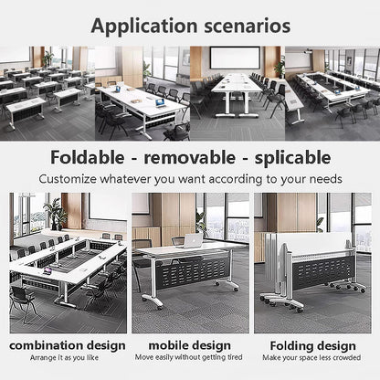 HSHBDDM Folding Conference Table Foldable Conference Table, Conference Rooms Training Rooms Flip Top Mobile Training Table, Rolling Meeting Table with Caster Wheels, Suitable for Office,Meeti - WoodArtSupply