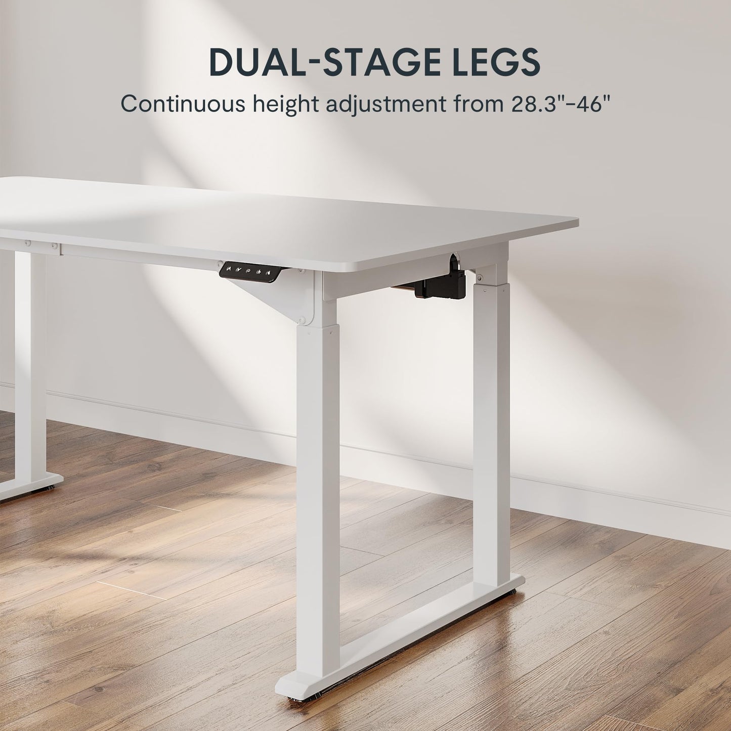 SANODESK Standing Desk with Dual Motor 4-Leg Lift, Electric Height Adjustable Desk with Memory Presets for Home Office(63x30 Joint Boards,White) - WoodArtSupply