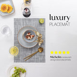 LEXMORE Placemats Set of 4 Vinyl/Plastic Woven Place Mats for Kitchen Table Indoor/Outdoor Washable Placemat Wipeable Dining Table Mats(Gray) LEXMORE