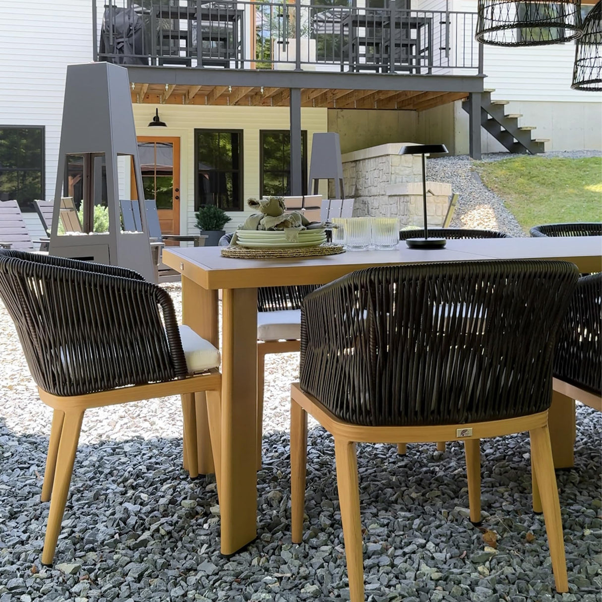 PURPLE LEAF 2 Pieces Outdoor Dining Chair All-Weather Wicker Aluminum Frame Patio Dining Chair for Lawn Garden Backyard Deck with Cushion Teak Armchair PURPLE LEAF