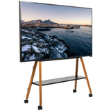 VIVO Rolling Artistic Easel 49 to 75 inch LED LCD Screen Mobile Studio TV Display Stand, Wood Accessory Shelf, Adjustable TV Mount with 4 Walnut Legs, Black Frame, STAND-TV75R VIVO