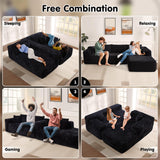 ovios 104" Cloud Sectional Couch with L-Shape Chaise,Modern Modular Sofa with Deep Seat, Upholstered Couches for Living Room Bedroom,No Assembly Required, Black (Plush Corduroy Fabric) ovios