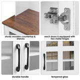 Keyluv Kitchen Pantry Storage Cabinet 71" Tall Freestanding Pantry Cabinet, Farmhouse Glass Door Buffet with Oven Countertop, Large Wood Hutch for Keyluv