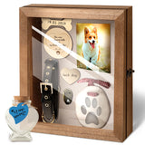 CALPALMY Pet Memorial Box - 11" x 9" Wooden Keepsake Shadow Box Kit with Paw Print Clay, Memorial Bottle & Photo Frame – Pet Loss Sympathy Gift for Dogs & Cats CALPALMY