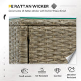 Outsunny 5 Pieces Rattan Wicker Lounge Chair Outdoor Patio Conversation Set with 2 Cushioned Chairs, 2 Ottomans and Tempered Glass Top Coffee Table, Brown/Red Outsunny