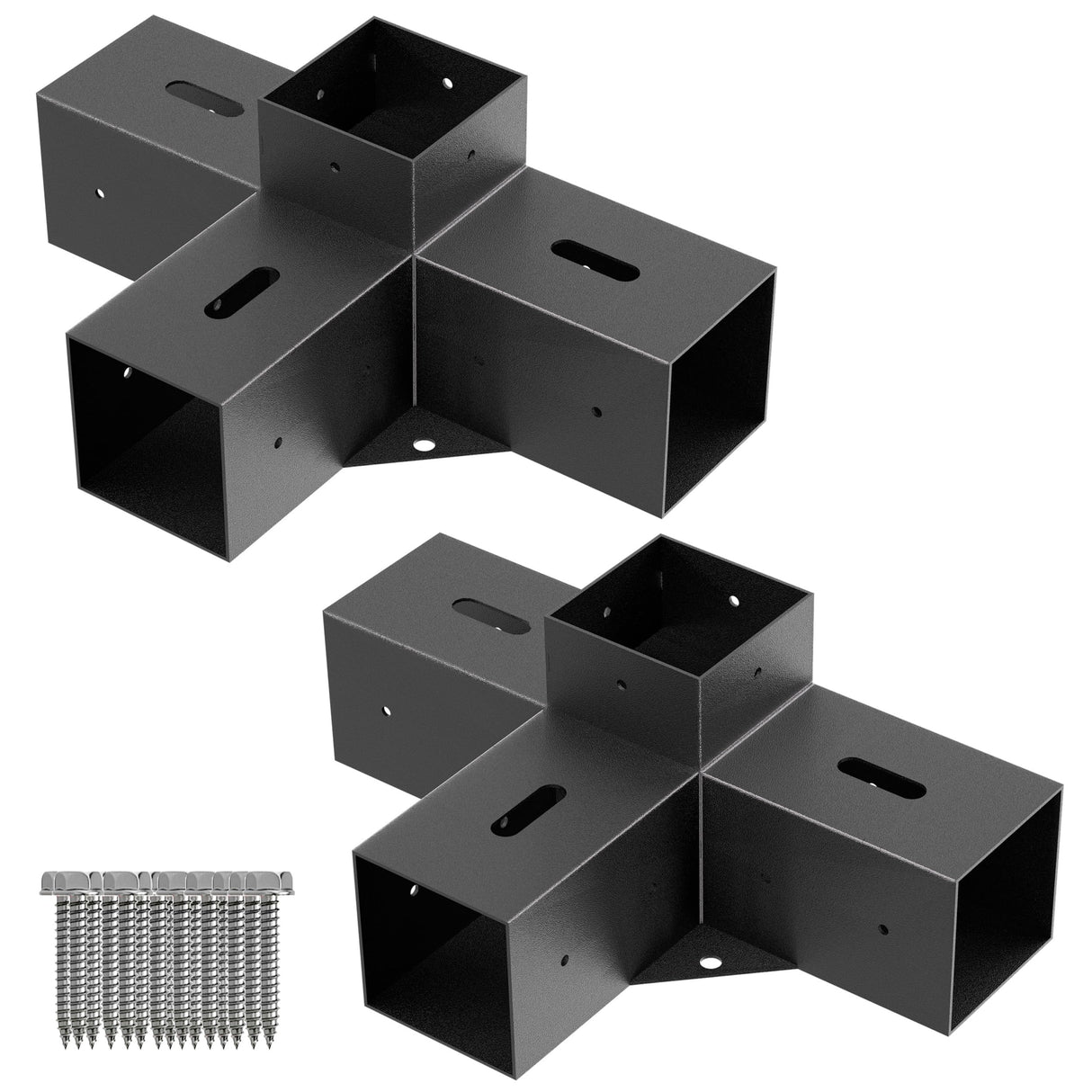 4x4 Pergola Bracket Kit - 2pcs 4-Way Heavy Duty Corner Brackets for 4''x4'' Wooden Beams (Actual 3.6''x3.6'') - Includes Stainless Steel Hardware for Patio Pergolas, Log Cabins & Outdoor Structures CHICAURA