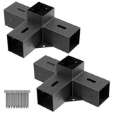 4x4 Pergola Bracket Kit - 2pcs 4-Way Heavy Duty Corner Brackets for 4''x4'' Wooden Beams (Actual 3.6''x3.6'') - Includes Stainless Steel Hardware for Patio Pergolas, Log Cabins & Outdoor Structures CHICAURA