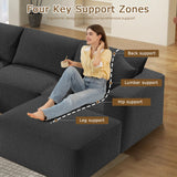 104" Cloud Couch Sectional, U Shaped Boneless Couches for Living Room, Corduroy Modern Modular Sectional Sofa, No Assembly Required (Grey, U-Shaped) cidludto