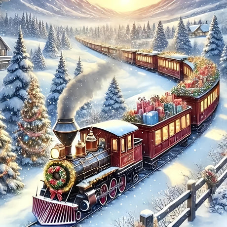 GXGLLPZBY Christmas Diamond Art Kits for Adults, 5D DIY Full Drill Diamond Painting Kits for Beginners, Snowy Steam Train Paint by Diamonds Gem Art Painting Kit for Home Wall Decor 13.8x13.8inch GXGLLPZBY