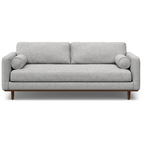SIMPLIHOME Morrison Mid-Century Modern 89 Inch Wide Sofa in Mist Grey Woven-Blend Fabric, For the Living Room and Family Room SIMPLIHOME