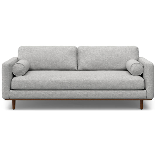 SIMPLIHOME Morrison Mid-Century Modern 89 Inch Wide Sofa in Mist Grey Woven-Blend Fabric, For the Living Room and Family Room