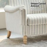 HULALA HOME 50.5" Loveseat Sofa with Stripe Pattern, 2 Seater Farmhouse Sofa with Rolled Wide Armrests and Rubber Wood Legs, Comfy Upholstered Small Couch for Living Room Bedroom, Blue HULALA HOME