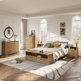 FFBCFDK Farmhouse 6 Drawers Dresser Chests for Bedroom, Rustic 6 Chest of Drawers, Wood Dressers Organizer for Closet, Modern Storage Organizer Cabinet for Living Room, Hallway, Entryway, Natural Oak FFBCFDK