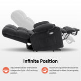 MCombo Large Dual Motor Power Lift Recliner Chair Sofa with Massage and Heat for Tall Elderly People, Infinite Position, USB Ports, Cup Holders, Fabric 7896 (Dark Gray, Large-Regular) MCombo