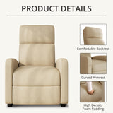 zzlay Recliner Chair for Living Room, Modern Adjustable Home Theater Seating Single Sofa Manual Push Back Armchair with Soft Linen Upholstery & High Backrest for Small Spaces, Linen-Cream zzlay