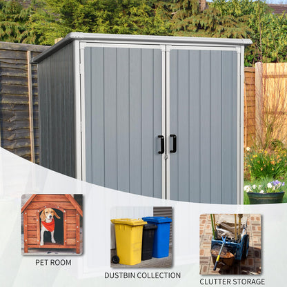 5x3 FT Outdoor Resin Storage Shed with Floor,Waterproof Tool Shed with Sloping Roof and Lockable Doors for Bikes,Patio Furniture,Garden Tools,Grey