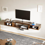 4 EVER WINNER Floating TV Shelf with LED Lights and Power Outlet, 59" TV Stand for Cable Box Audio Video, Floating Entertainment Center for Living Room, Bedroom, Rustic Brown 4 EVER WINNER