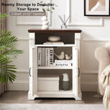 BuildHom 24" Farmhouse Storage Cabinet – Antique White Freestanding Buffet Sideboard with Barn Doors, Adjustable Shelf, Small Coffee Bar for Kitchen, Bathroom & Living Room BuildHom