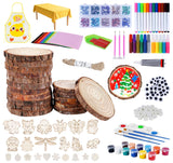 Timburst Wooden Crafts to Paint-Glow in The Dark, 20 Pcs Wood Slices, Wooden Painting Crafts for Kids, Kids Activities Creative Art Set for Birthday Christmas Timburst