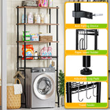 Over-The-Toilet Storage Shelf,4-Tier Bathroom Organizer Cabinet Rack And Storage Over Toilet With Shelf Waterproof Feet Pad And Basket,Multifunctional Space Saver Freestanding Bathroom Shelves（Brown） Mlinavn