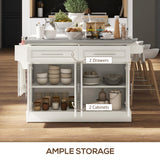 HOMCOM Rolling Island with Wheels for Kitchen, Portable Kitchen Island with Stainless Steel Top, Adjustable Shelves, 2 Drawers, Spice, Knife and Towel Rack, Cream White HOMCOM