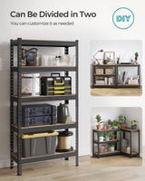 SONGMICS 5-Tier Storage Shelves, Set of 2 Garage Storage, Boltless Assembly, Adjustable Shelving Units, 11.8 x 29.5 x 59.1 Inches, Load 1929 lb Each, Shed Warehouse Basement, Black UGLR300B02 SONGMICS