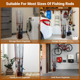 SMMYMGF Fishing Pole Holders for Garage, Wooden Fishing Rod Rack, Floor Stand Holds up to 15 Rods,Fishing Gear and Equipment Storage Organizer, Fishing Gifts for Men and Boys. SMMYMGF