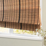 Blackout Cordless Bamboo Roman Shades with Lining - Custom Natural Window Blinds in Pattern 1 HousCa
