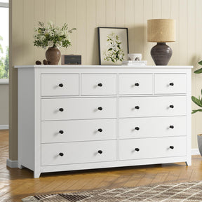 DurayLoly White Dresser for Bedroom with 10 Spacious Drawers Large Wood Dresser TV Stand for Bedroom Modern Chest of Drawers for Living Room Hallway Entryway, Smooth Slide, 15.7" D x 52" W x 36.5" H DurayLoly