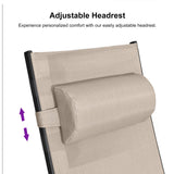 PURPLE LEAF Patio Chaise Lounge Set of 3 Outdoor Lounge Chair Beach Pool Sunbathing Lawn Lounger Recliner Chiar Outside Tanning Chairs with Arm for All Weather, Side Table Included, Beige PURPLE LEAF