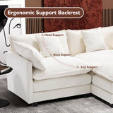 Ihanherry 77" L Shaped Modern Sofa Modular Sectional Cloud Couch with Ottoman, 3-Seat Chenille Deep Seat Sofa with Pillow for Living Room, Bedroom and Apartment, Beige Ihanherry