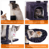 Heybly Cat Tree with Toy, Cat Tower condo for Indoor Cats, Cat House with Padded Plush Perch, Cozy Hammock and Sisal Scratching Posts, Smoky Gray HCT004SG Heybly