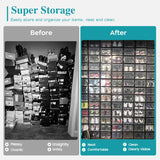 Kuject Large Shoe Organizers Storage Boxes for Closet, 12 Pack Clear Plastic Stackable Storage Bins with Lids, Under Bed Shoe Containers for Entryway, Drop Front, Fit up to Women's Size 10,Black Kuject