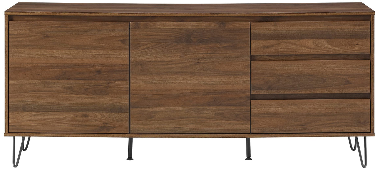 Crosley Furniture Teagan Mid Century Record Storage Sideboard Buffet Cabinet, Brown Oak Crosley Furniture