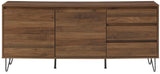 Crosley Furniture Teagan Mid Century Record Storage Sideboard Buffet Cabinet, Brown Oak Crosley Furniture