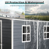 KEIKI 4x8 FT Outdoor Storage Shed Resin Cabinet with Lockable Doors,Two-Window for Bikes and Patio Lawn Furniture KEIKI