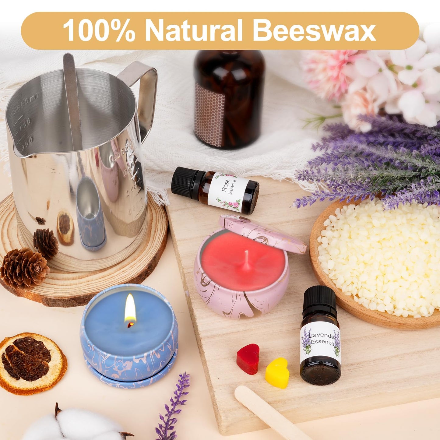 YUEONEWIN Candle Making Kits for Adults, Candle Making Supplies Accessory, DIY Scented Candle Set with Soy Wax, Essential Oil, Wicks, Wax Melting Pot, Moulds, Candle Jars, Dye, Make Your Own Candles