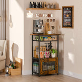 X-cosrack Coffee Bar Station, 3-Tier Small Coffee Stand Station with Storage, Farmhouse-Style Buffets and Sideboards Coffee Bar Cabinet Featuring 1-Door Cabinet for Living Room, Entryway, Kitchen X-cosrack