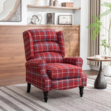 PATIOPTION Upholstered Wingback Recliner Chair, Plaid Recliner Chair Armchair Adjustable Footrest Push Back Reclining Sofa, Mid-Century Modern Lounge Armchair for Living Room, Bedroom, Reading - Red PATIOPTION